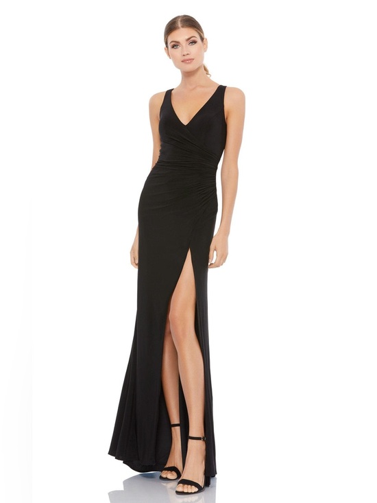 Mac Duggal Dresses & Skirts - Mac Duggal Sleeveless Jersey Wrap High Slit Gown Size 2